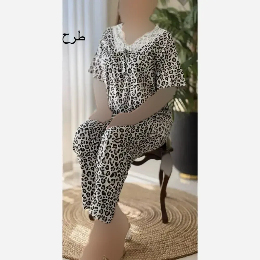 ست تیشرت و شلوار وارداتی گیاهی خنک فری سایز 36 تا 46