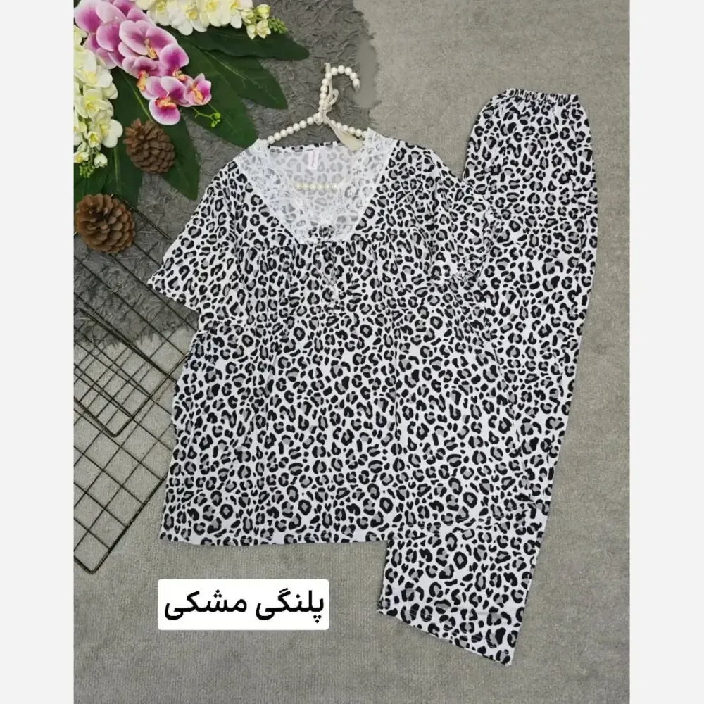 ست تیشرت و شلوار وارداتی گیاهی خنک فری سایز 36 تا 46