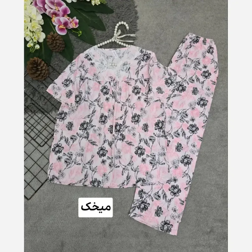 ست تیشرت و شلوار وارداتی گیاهی خنک فری سایز 36 تا 46