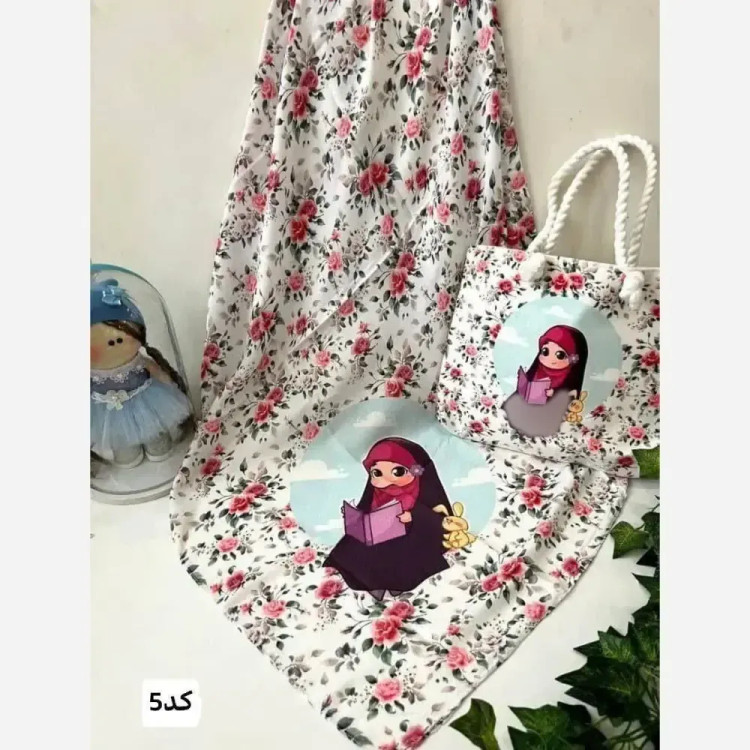 ست کیف و روسری بچگانه نخی و مخمل قواره 90