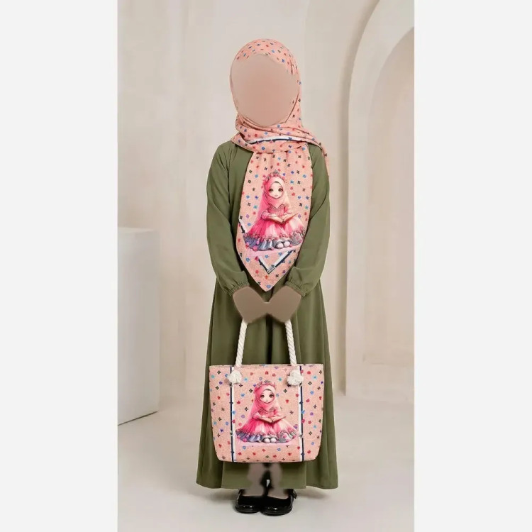 ست کیف و روسری بچگانه نخی و مخمل قواره 90