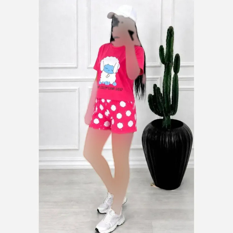 ست تیشرت و شلوارک ببعی نخ پنبه درجه یک فری سایز