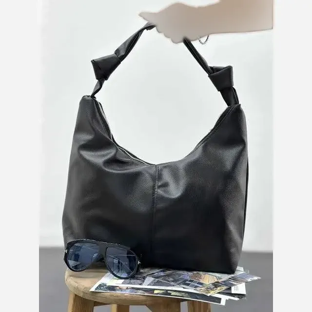 کیف بند گره ای چرمی سبک و جادار رنگ مشکی و موکا