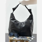 کیف بند گره ای چرمی سبک و جادار رنگ مشکی و موکا