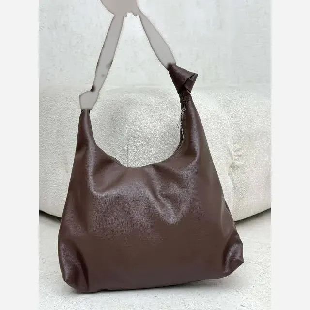 کیف بند گره ای چرمی سبک و جادار رنگ مشکی و موکا