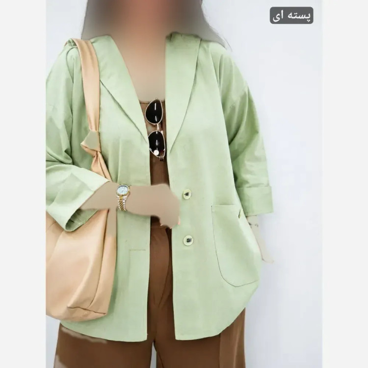 مانتو کتی یقه آرشال جنس کتان لنین نچرال