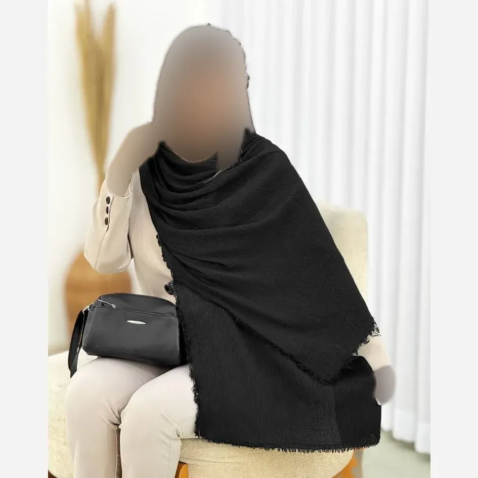 شال دور ریش پلیسه لمه دار سایز آزاد