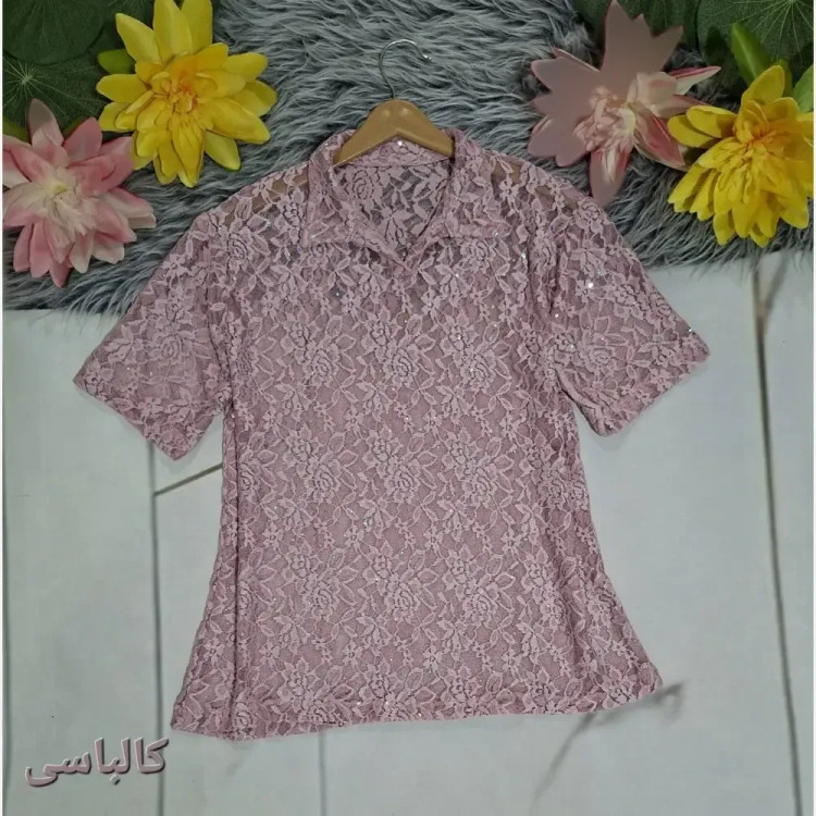 پلوشرت پولکی زنانه تابستانی سایز بزرگ فری سایز جنس شیشه ای گیپور