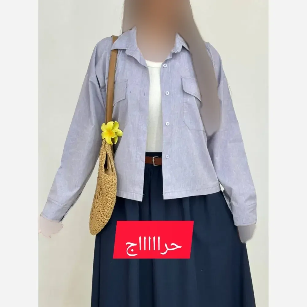 شومیز باکسی دوجیب لینن زنانه رنگ سبز و آبی فری سایز