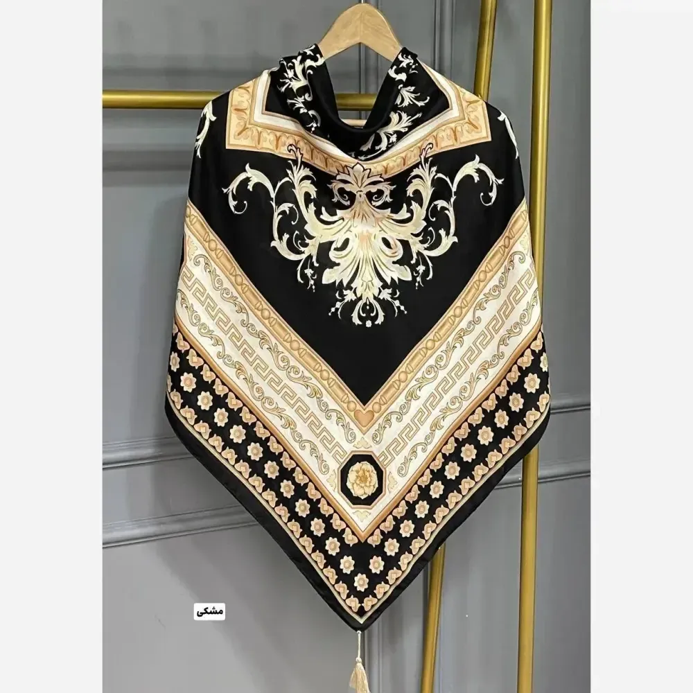روسری نخی سورنا مشکی و سرمه ای قواره 130