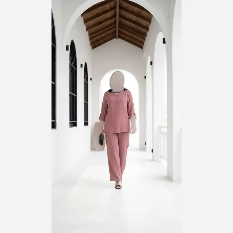 ست شومیز و شلوار بگ زنانه پارچه صوفیا شانتون درجه یک فری سایز
