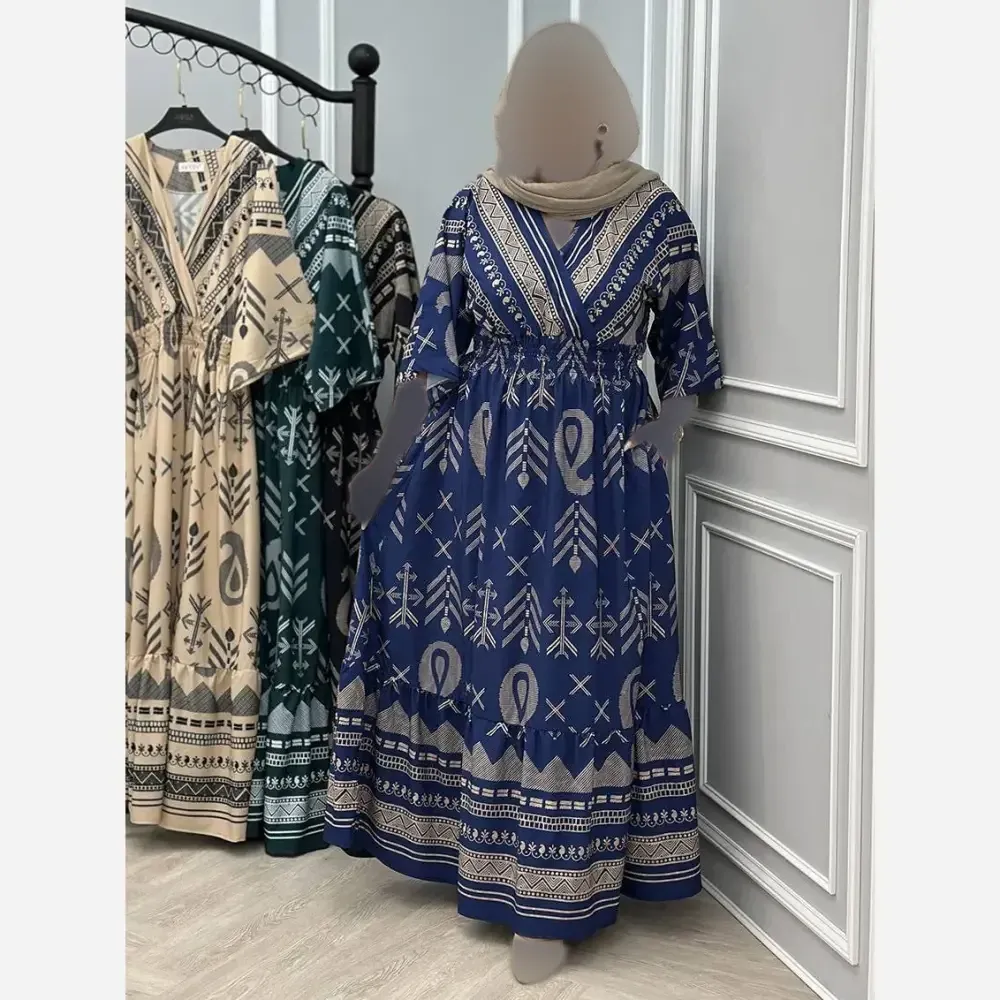 پیراهن کفتان زنانه بوگاتی نخ اعلا فری سایز مناسب تا 50