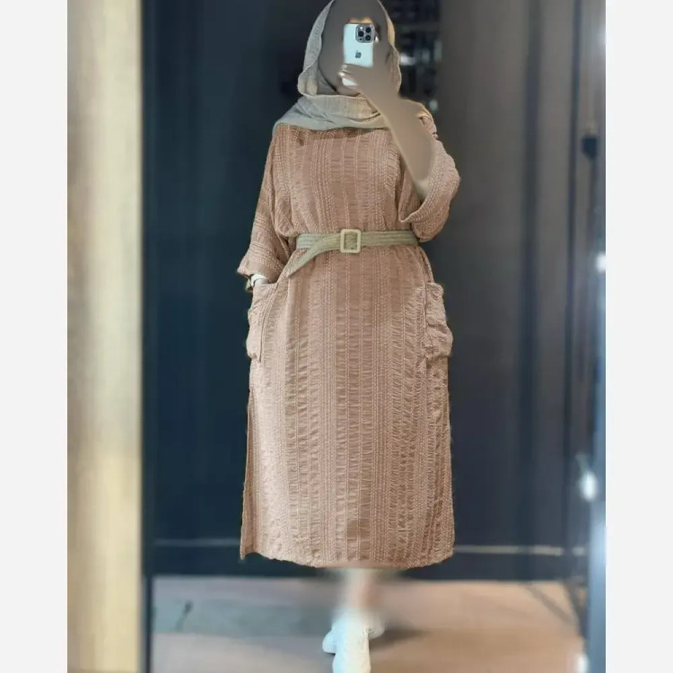 کفتان مجلسی کوک دوزی زنانه خنک با کمربند کنفی