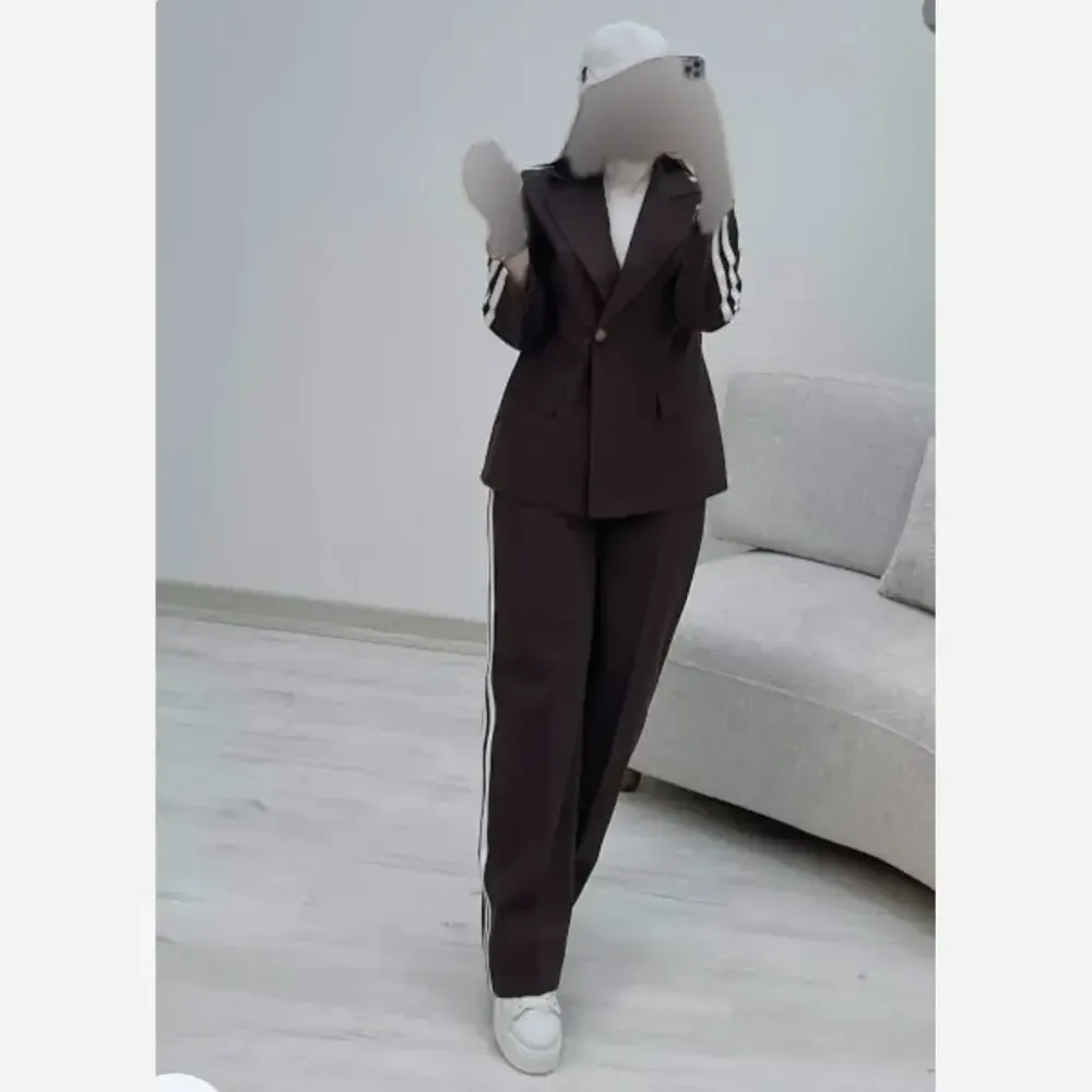 ست کت و شلوار زنانه کتان کش فری سایز رنگی