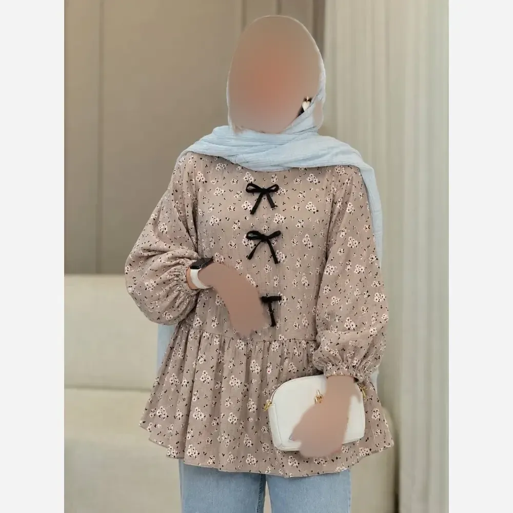 تونیک مانتویی گل گچی پایین کلوش فری سایز تا 48