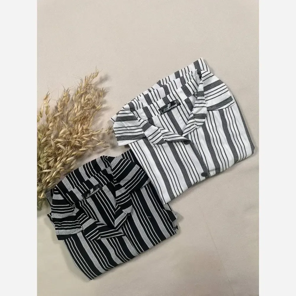 شومیز ژاکارد زنبوری فری سایز رنگ مشکی و سفید