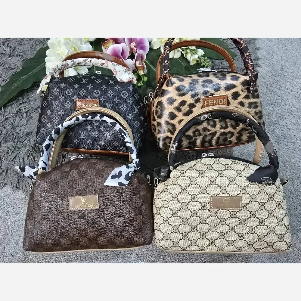 کیف مژگان چرمی با کیفیت بند بلند پلنگی گوچی ال وی مشکی موکا