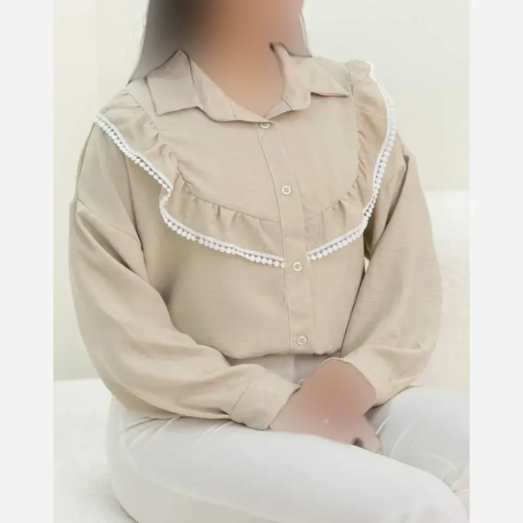 شومیز یقه چین جنس صوفیا فری سایز رنگ مشکی استخونی کرم سبز