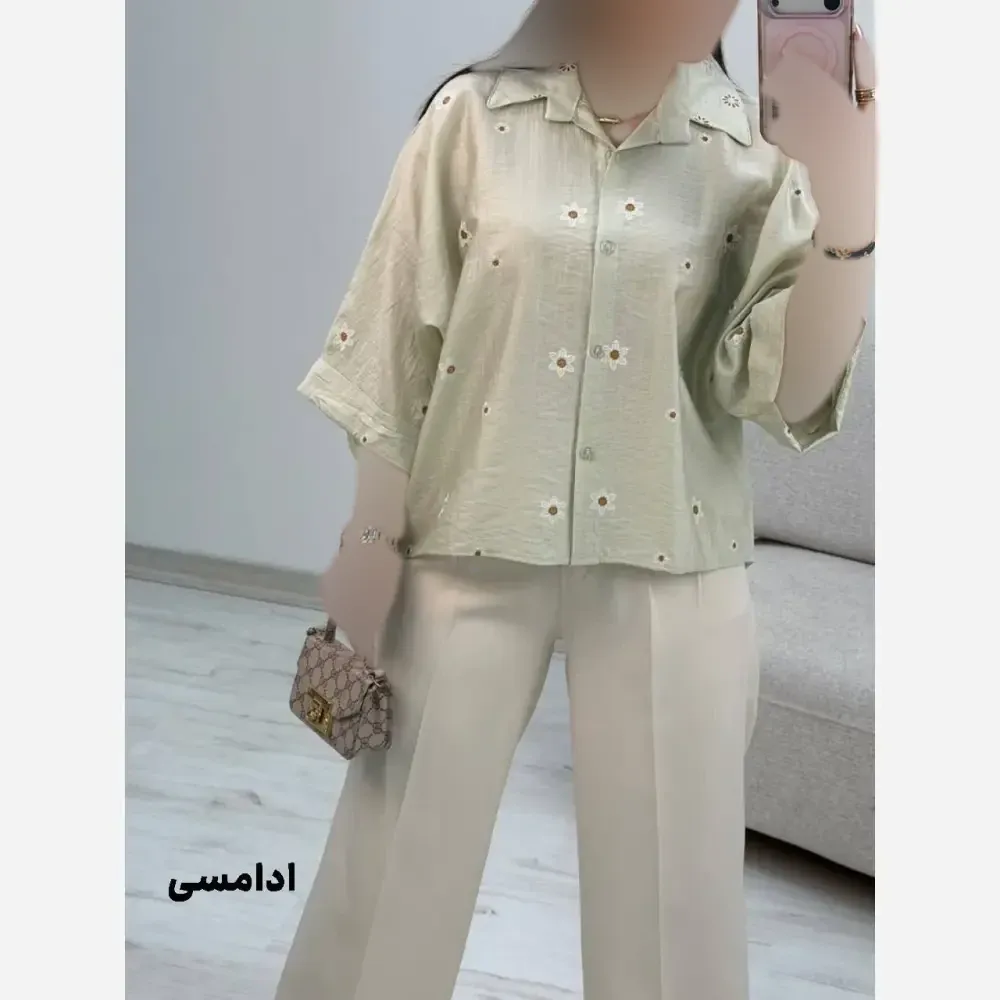 شومیز عروسکی بابونه جنس پری شیشه ای درجه یک فری سایز