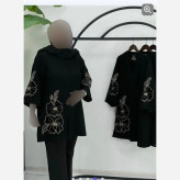 مانتو گلرخ مخمل شنل اعلا مشکی سایز 1 و 2