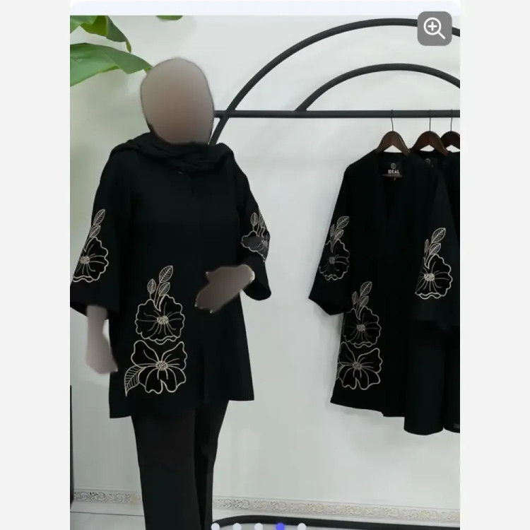 مانتو گلرخ مخمل شنل اعلا مشکی سایز 1 و 2