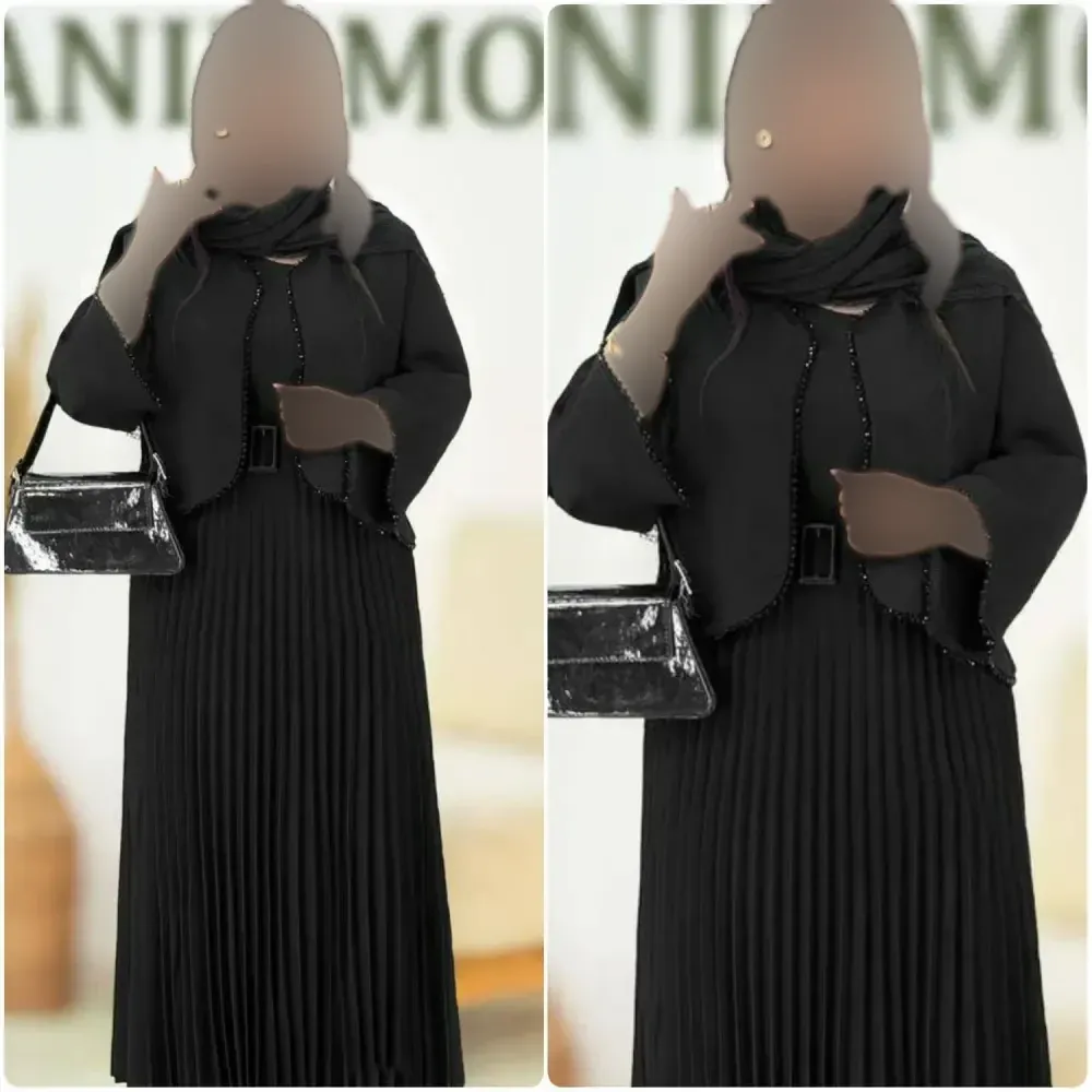 سه تیکه سارافون بوگاتی و کت کرپ مازراتی رنگ مشکی فری سایز فاریا