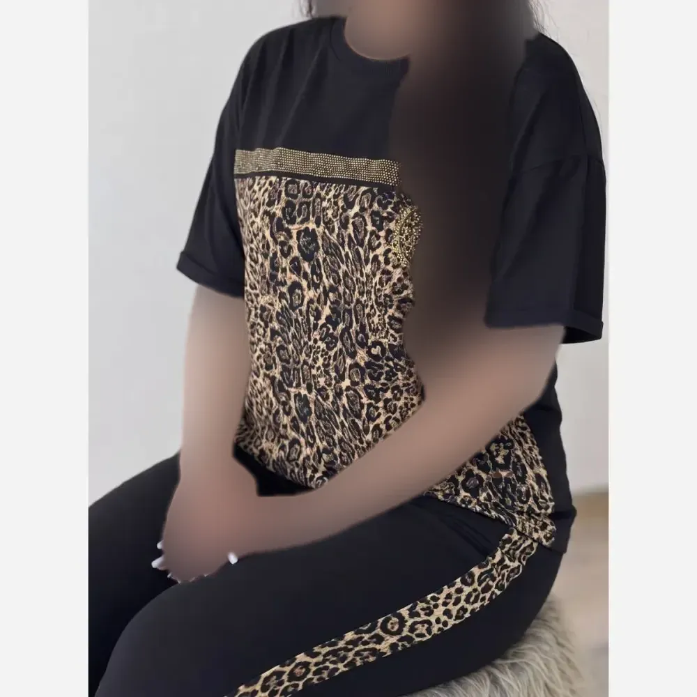 ست تیشرت و شلوار ویسکوز الیزه کش فری سایز