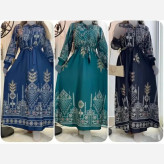 پیراهن ساحلی زنانه مدل کتیبه جنس بوگاتی درجه یک رنگ زرشکی سایز فری سایز