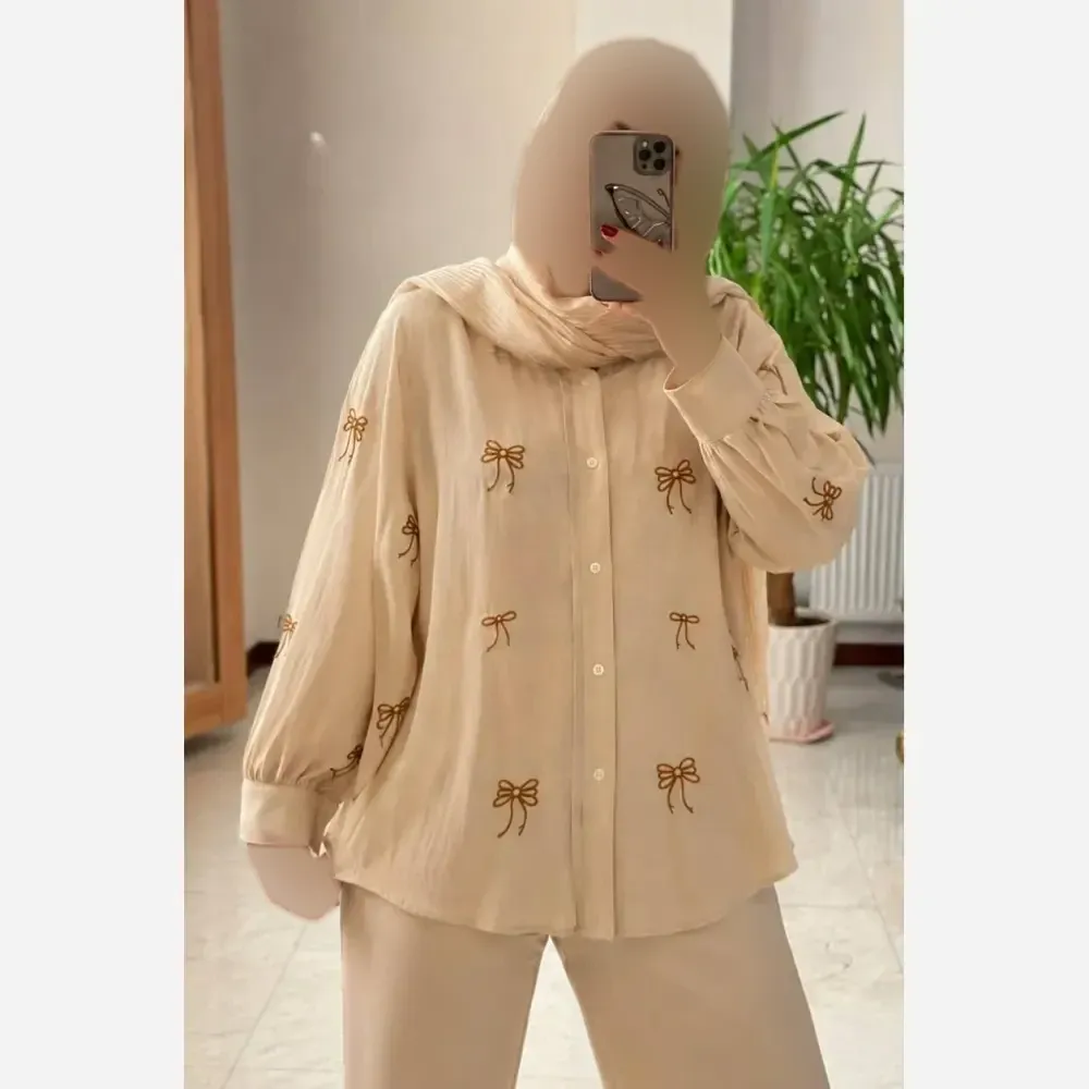 شومیز مانتویی لنین گلدوزی شده خنک سایز 38 تا 46
