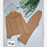 کت و شلوار کارگو کتان بنگال درجه یک رنگ نسکافه ای سایز 38 تا 44
