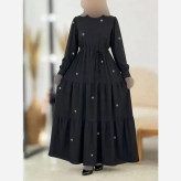 پیراهن زنانه مدل ستاره جنس بوگاتی رنگ مشکی سایز فری 36 تا 46