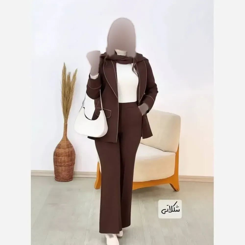 کت و شلوار مغزی دور آتنا جنس مازراتی نخ توییست درجه یک گرم بالا