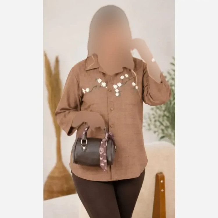شومیز شانتون شکوفه گلدوزی شده فری سایز