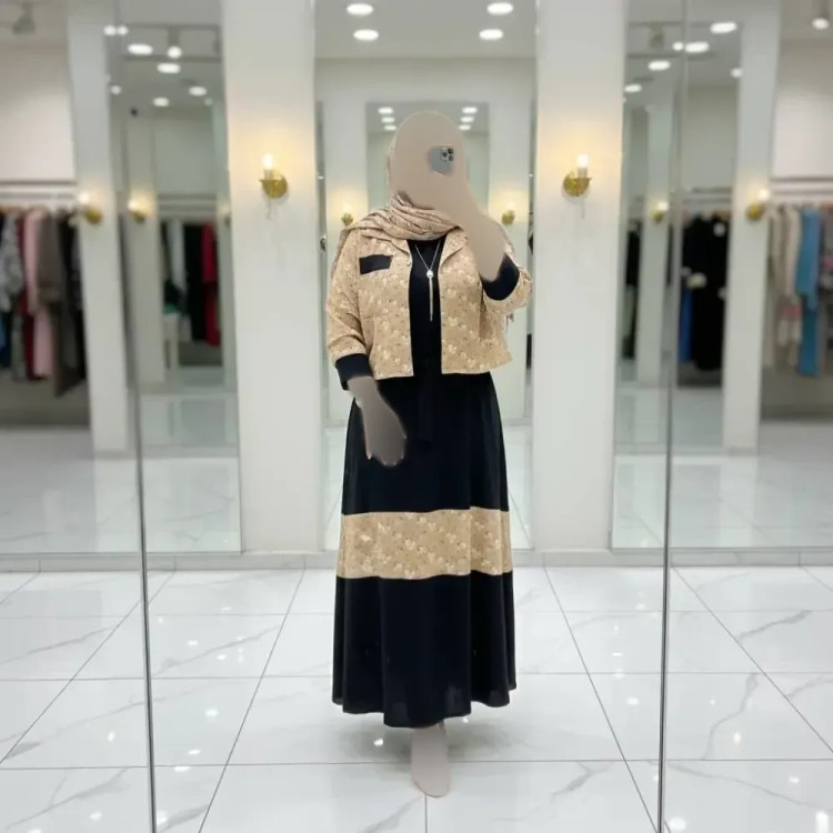 کت و سارافون کژال جنس شانتون رنگ نسکافه ای فری سایز