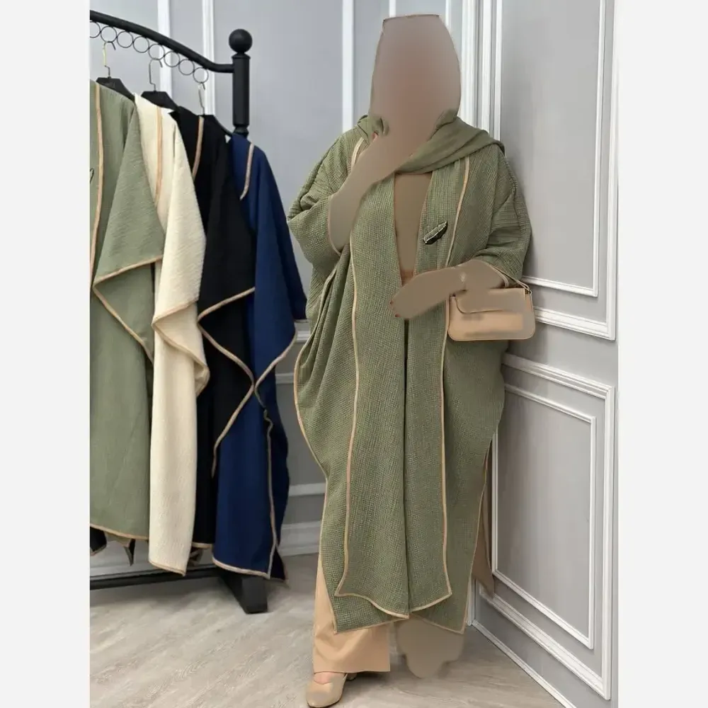 مانتو میخک حصیری قواره آزاد سایز بزرگ با گل سینه