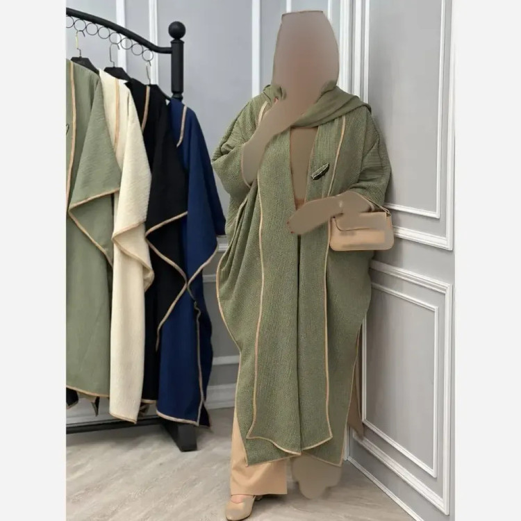 مانتو میخک حصیری قواره آزاد سایز بزرگ با گل سینه