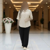 مانتو ساناز جنس حصیری درجه یک رنگ استخوانی فری سایز