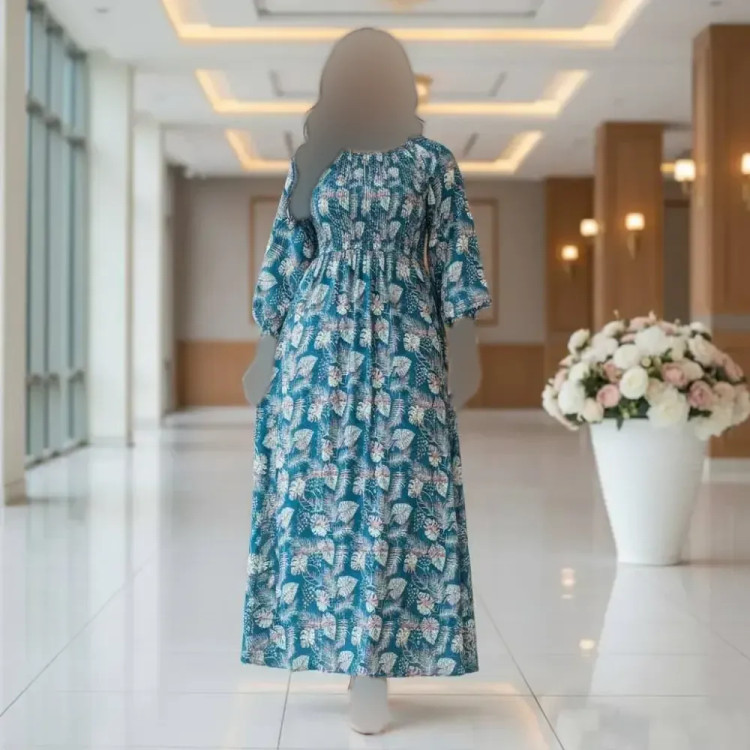 ساحلی نخی طرح برگ رنگ سبز فری سایز