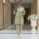 ست تونیک و شلوار زنانه شانتون ژاکارد فری سایز