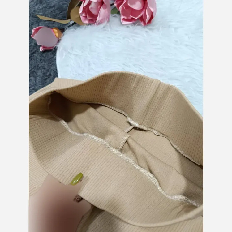 شلوار بوتکات کبریتی زنانه کمر گنی رنگ کرم سایز فری