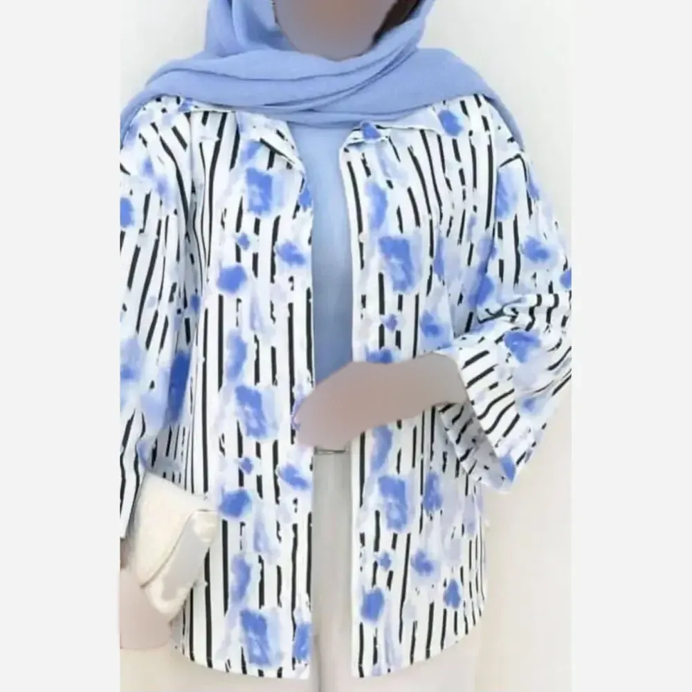 مانتو طرح دار پرنس جنس نخی اعلا فری سایز
