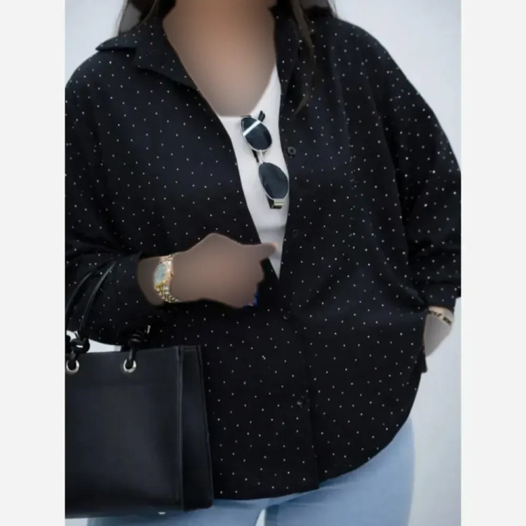 شومیز نگینی الیزه مشکی سایز فری سایز 38 تا 46