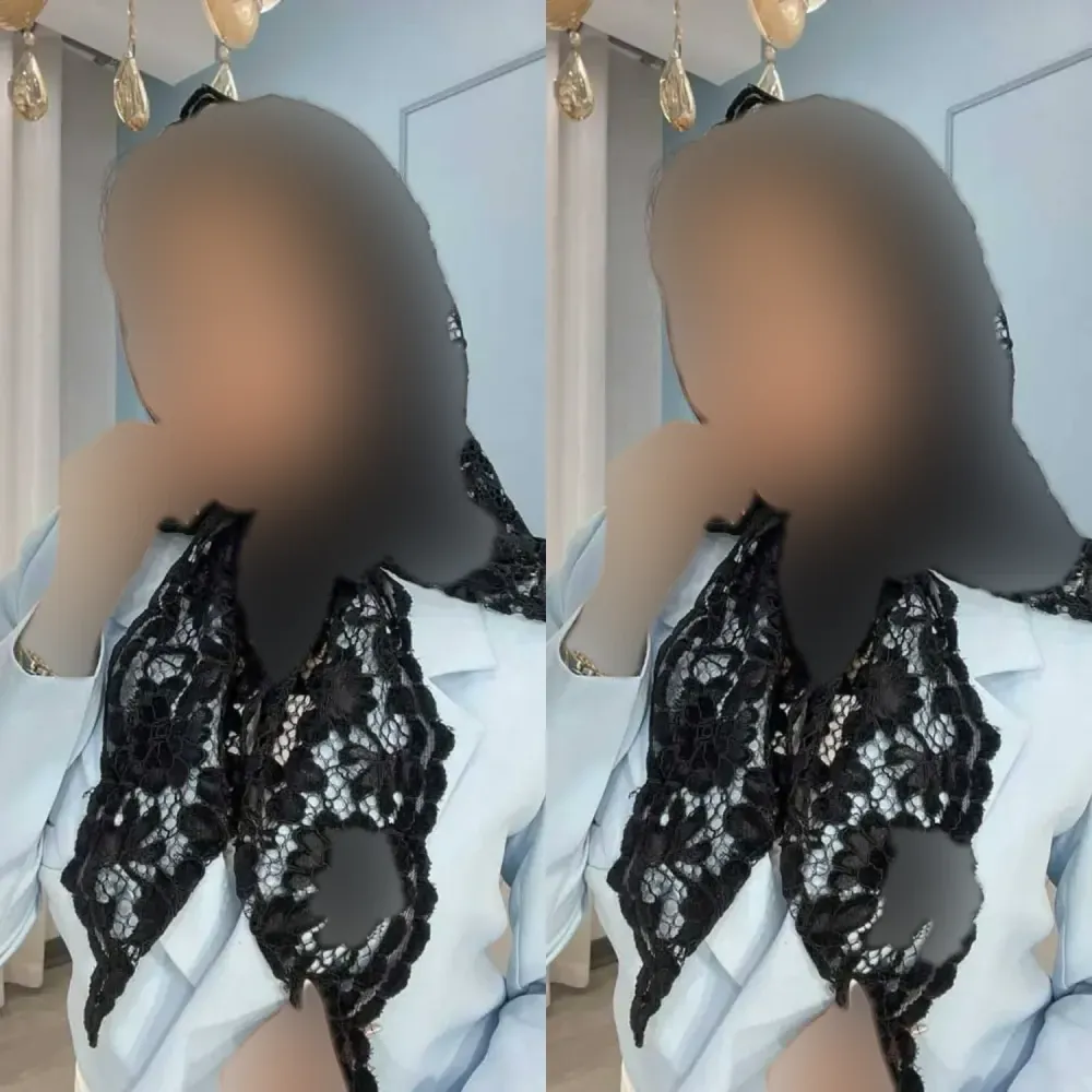 مینی اسکارف توری مشکی فری سایز
