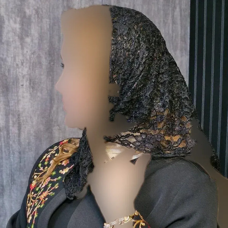 مینی اسکارف توری مشکی فری سایز