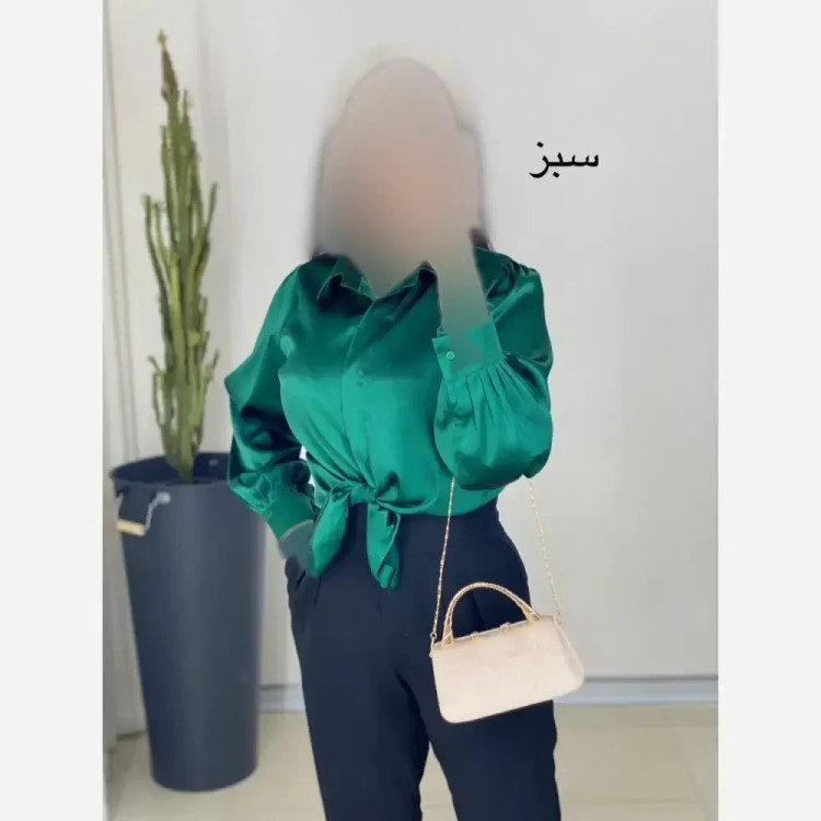 شومیز ساتن زنانه رنگ سرخابی و نارنجی سایز یک و دو