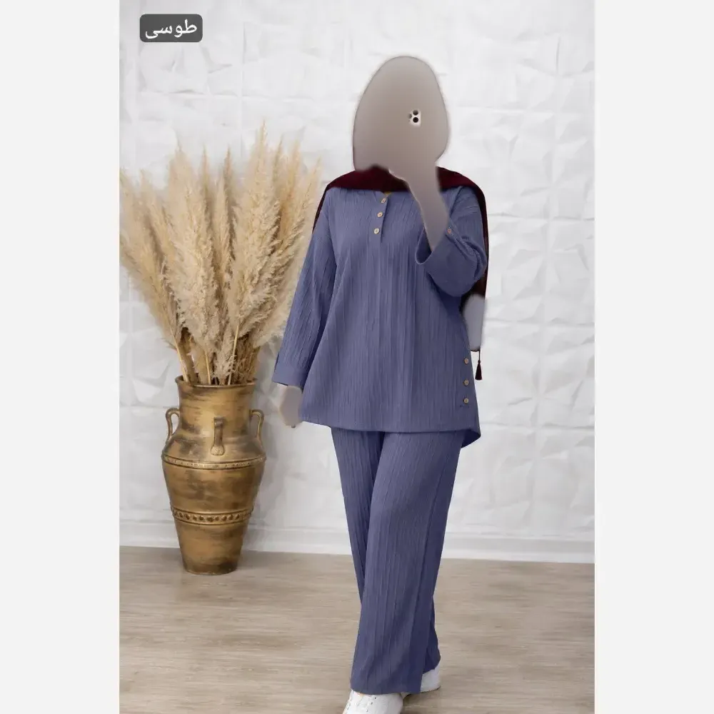 ست شومیز و شلوار نیم بگ زنانه جنس سوپرایوا فری سایز