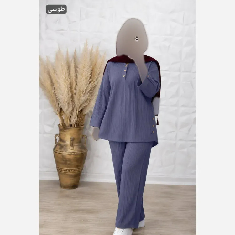 ست شومیز و شلوار نیم بگ زنانه جنس سوپرایوا فری سایز