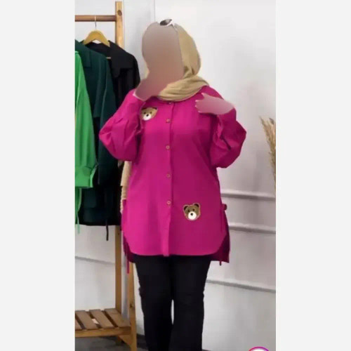 شومیز استیکر خرس جنس داکرون درجه یک فری سایز