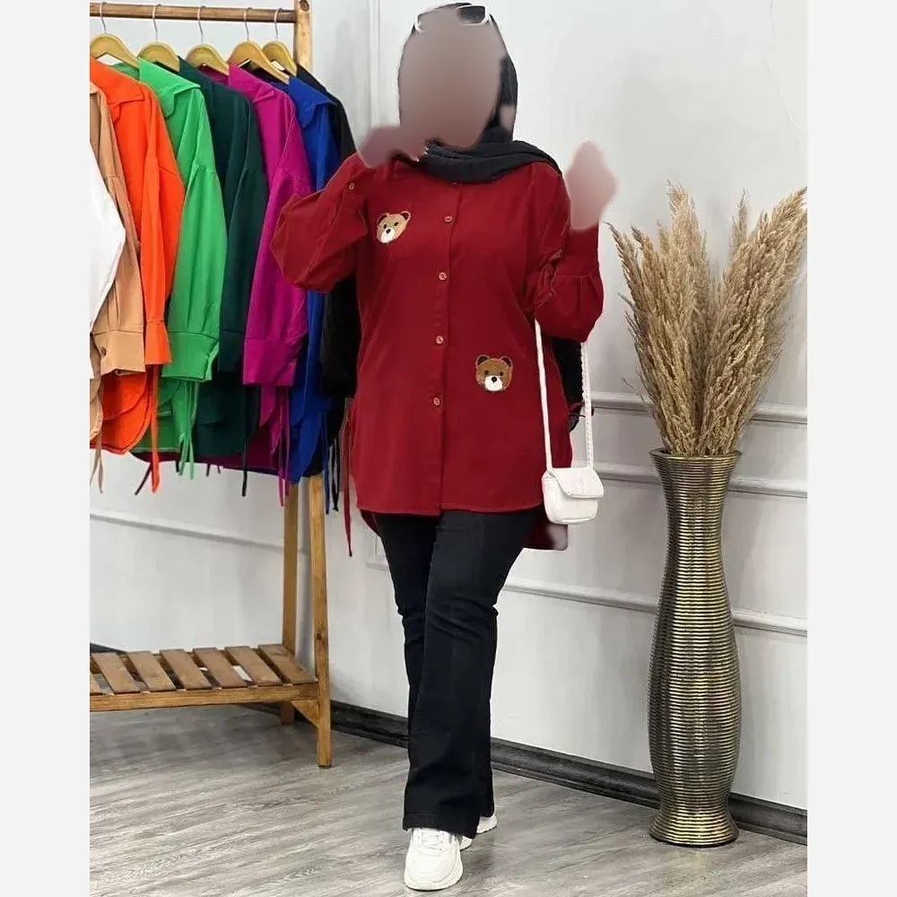 شومیز استیکر خرس جنس داکرون درجه یک فری سایز