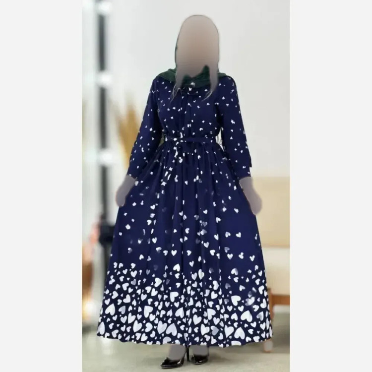 پیراهن زنانه بوگاتی طرح سوگل رنگ مشکی و سرمه ای فری سایز